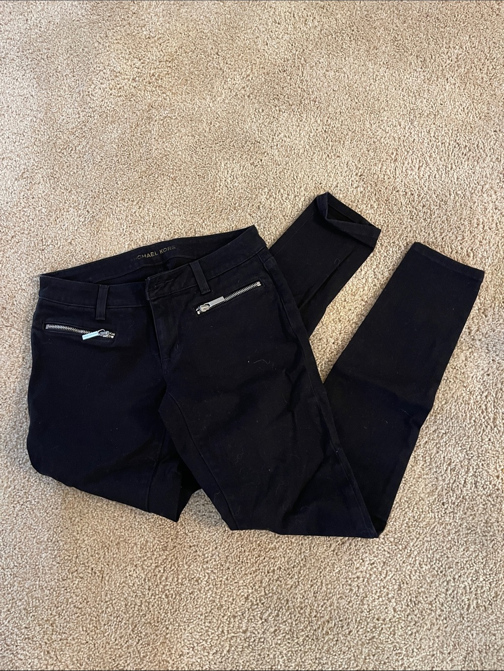 Michael Kors Black Skinny Zip Pocket Pants  EUC